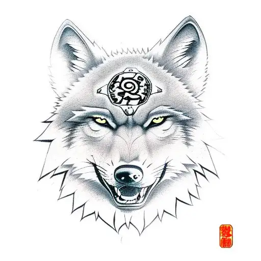 Dark Wolf Face With Naruto Headband