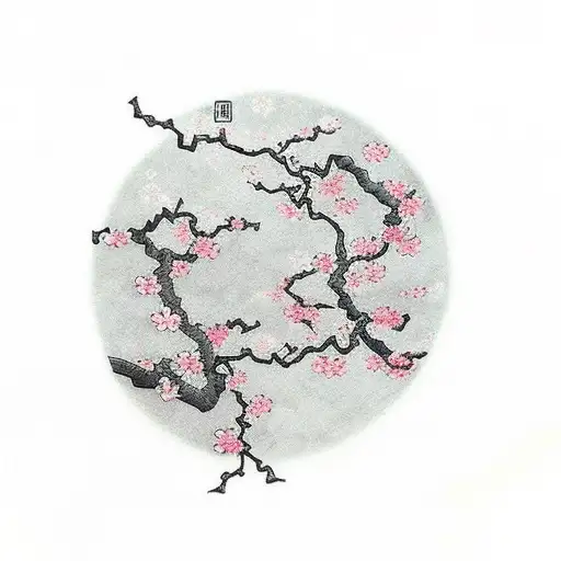 Cherry Blossom Surrounding Nordic Runes