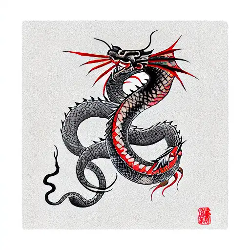Red Dragon And Black Snake