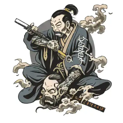 Create Me A Tattoo With A Guy Smoking And Add Somewere The Numbers 55535 Or 158