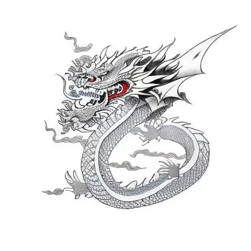 Dragon With Japanese Masks Leg Sleeve