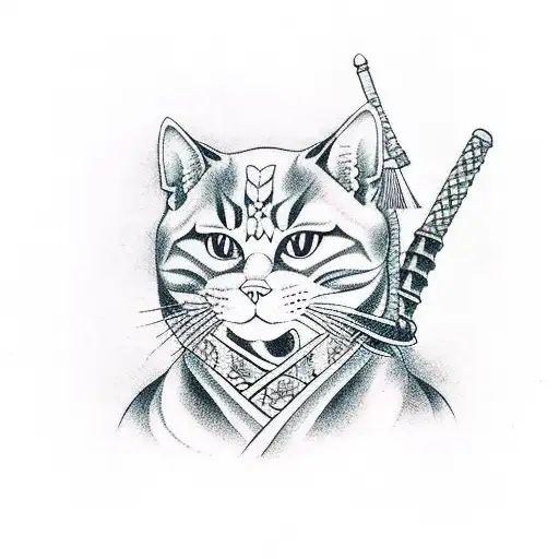 Gato Con Traje Samurai