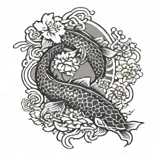 Japanese Vibe Tattoo With Koi Fish