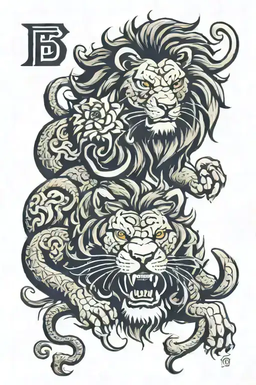 Lion Tattoo With A Letter R
