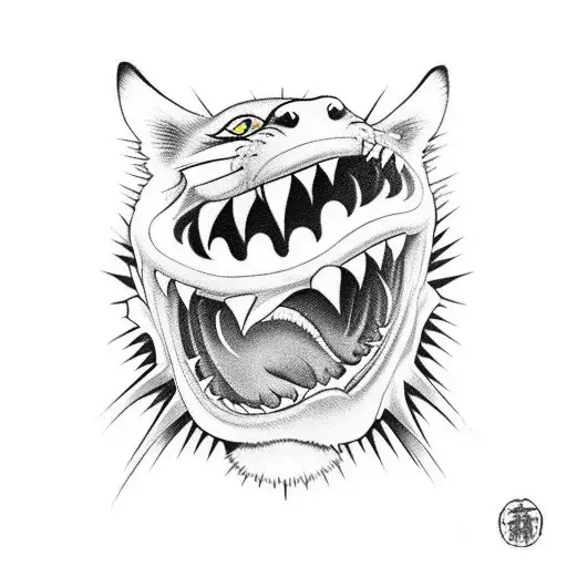 Half-sun With A Feline Jaw Open At The Bottom And A Broken Fang