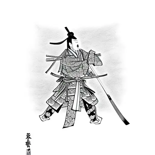 Samurai In Front Of A Sakura Tree