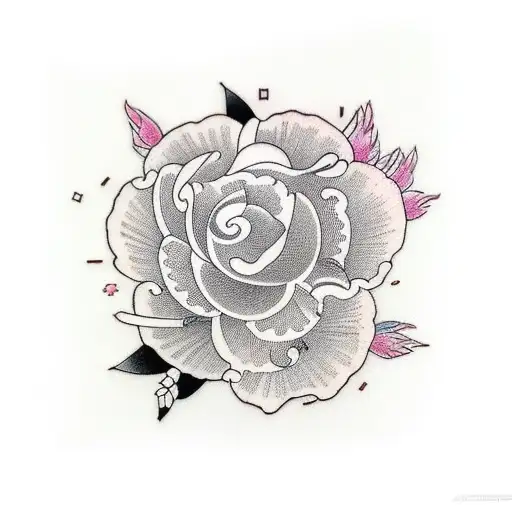 Black And Pink Flower And Landscape