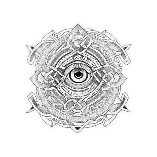 Sleeve Evil Eye Celtic Spiral Mount Fuji Tranquil Peaceful Over Come The Odds