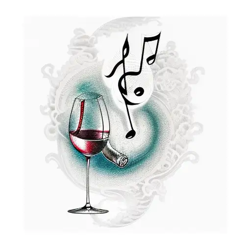 Wine Glass And Music Notes