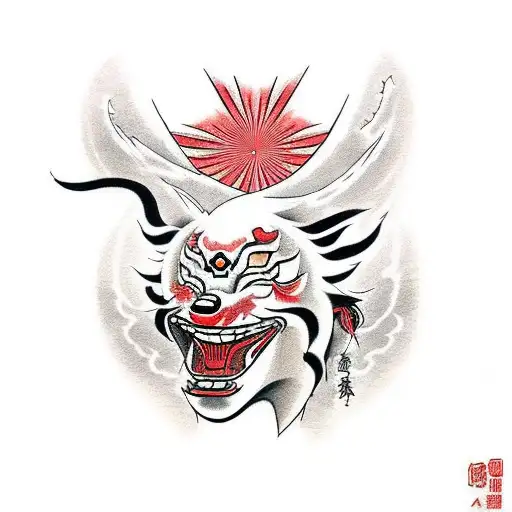 Amaterasu From The Game Okami With Red Sun Behind