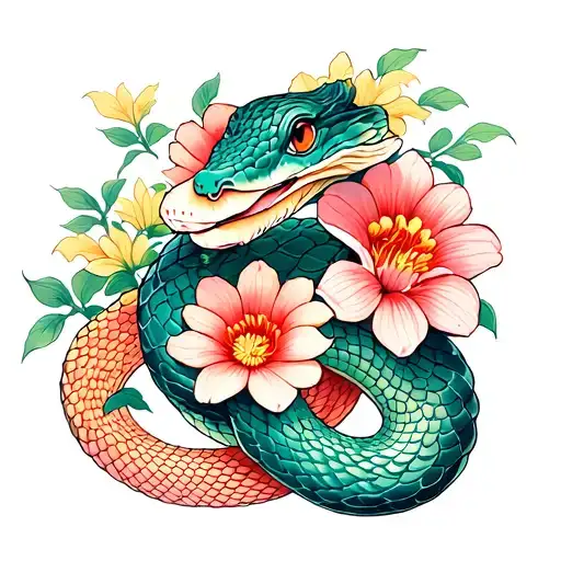 Snake Made Of Flowers Intertwined