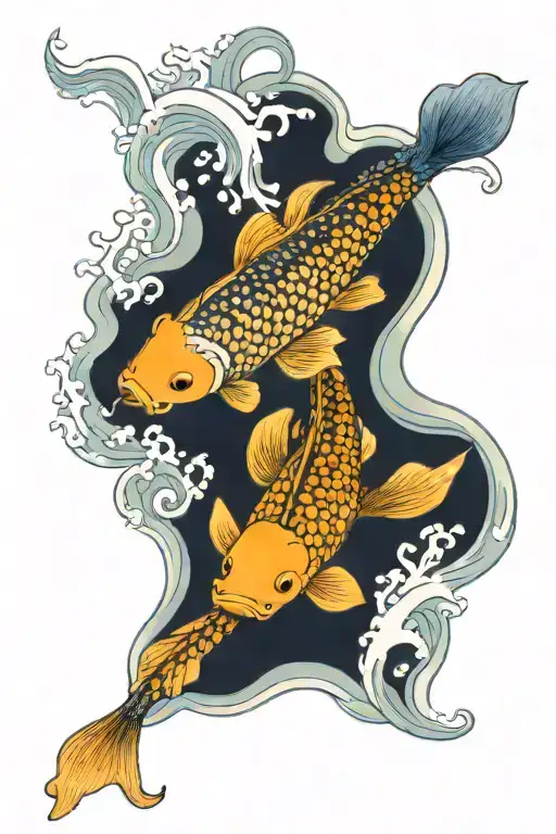 3 Blue Koi Fish Swimming Upstream Where First Is Biggest And Last Is Smallest