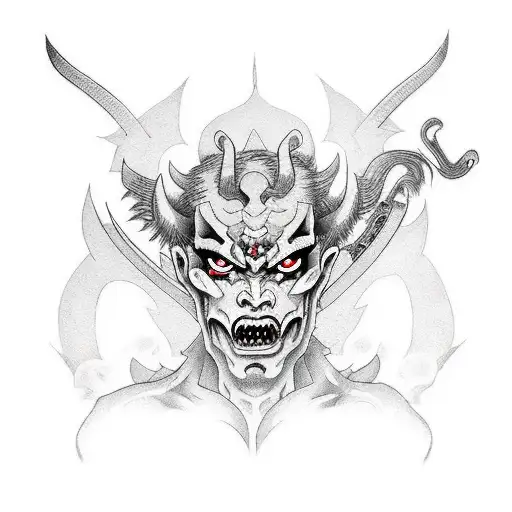 Demon Girl Face With Sword