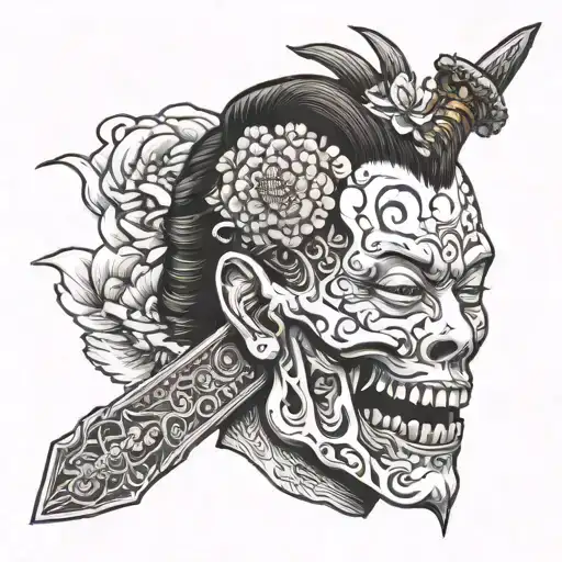 Sexy Severed Head Impaled With Sword Woman