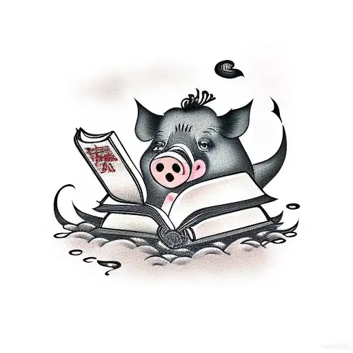 Pig Reading A Book