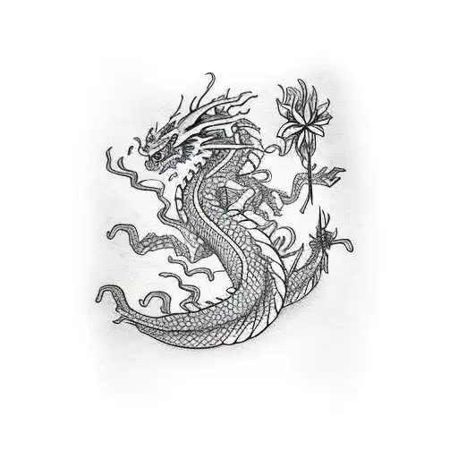 Dragon With Spider Lillies