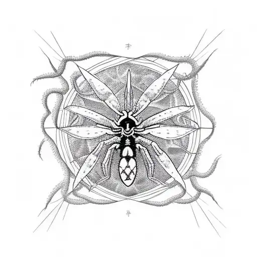 Lycoris Is In A Web In The Middle Of Which There Is A Spider