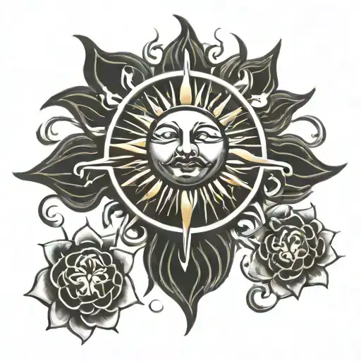 Sun Tattoo For Shoulder