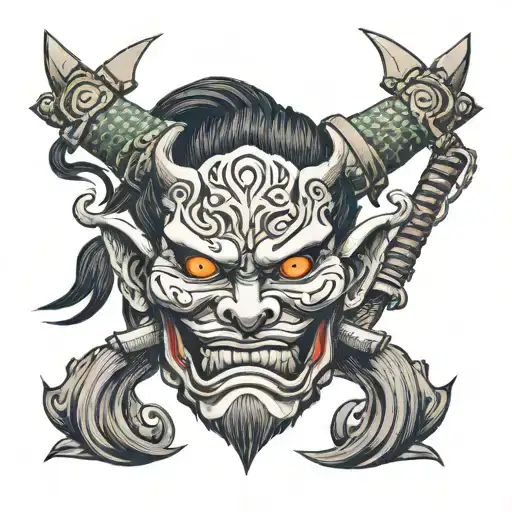 Oni Demon Mask And Katana