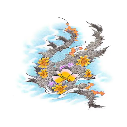 Phoenix And Yellow Apricot Flower