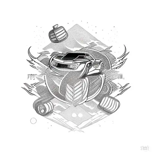 Hot Wheels Camaro Car With Simple Lines And In The Style Of Children Toys