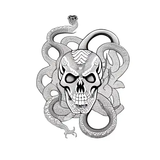 Snake With A Skull As It's Home