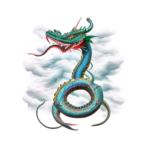 Make A Photo Of Bakunawa Serpent Dragon With Bakunawa Traditional Skin In The Background
