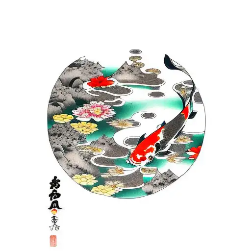 Koi Fish Pond Japanese Garden Mountaintop