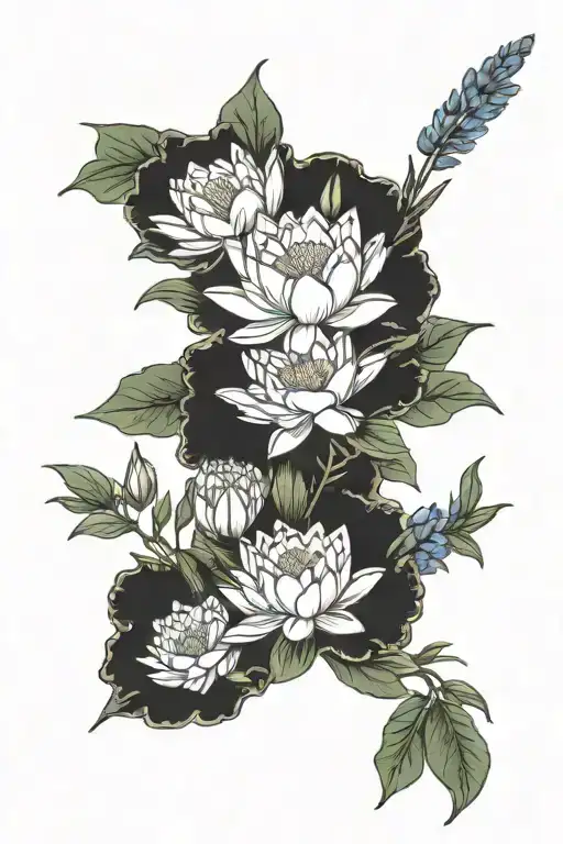 Water Lily And Larkspur Bouquet