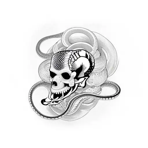 Snake With A Skull As It's Home Lol