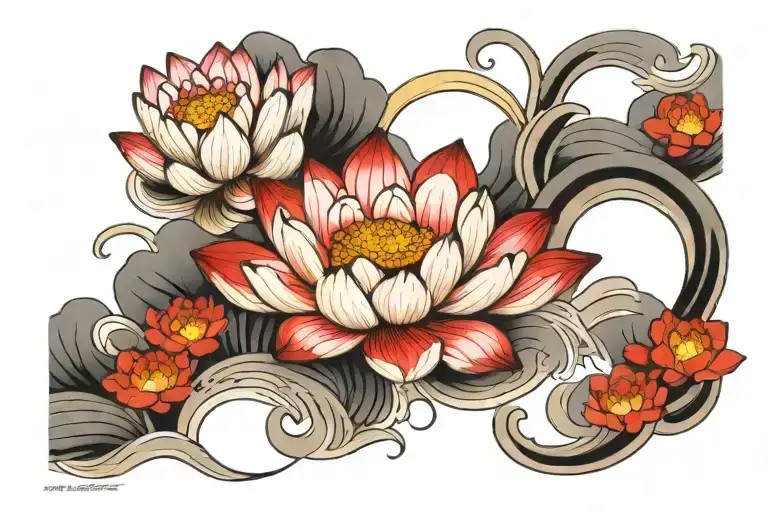 River Flowing With Lotus Flowers