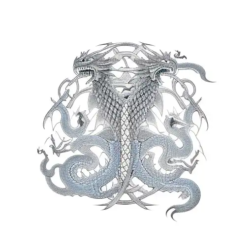 Caduceu With Dragons Instead Of Snakes And The Bottom Of Caduceus Is Anchor