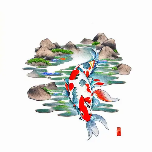 Koi Fish Pond Japanese Garden Mountaintop