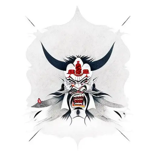 Samurai Joker With Blood On Bladr In His Mouth