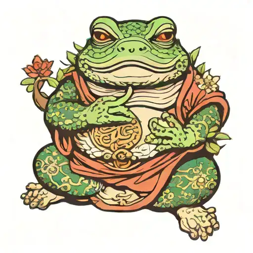 Fat Buddha Frog Meditating Anime