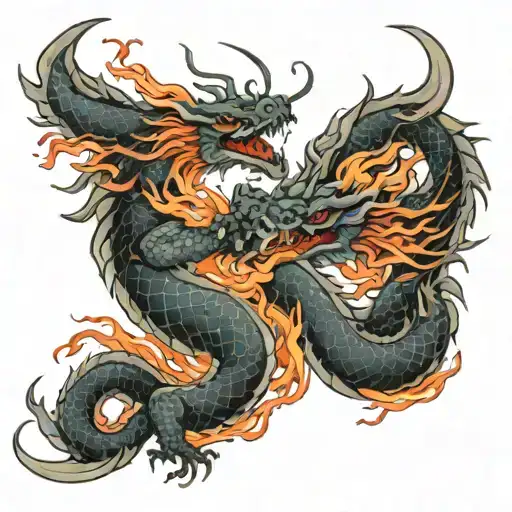 Two Dragons Breathing Fire