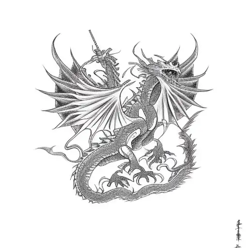 Dragon Fighting A Phoenix