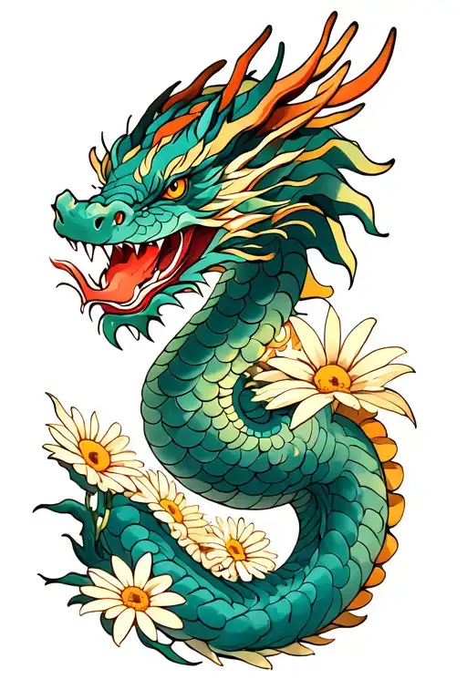 Dragon With Daisy Scales
