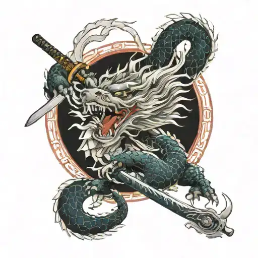 Japanese Dragon With Samurai Sword