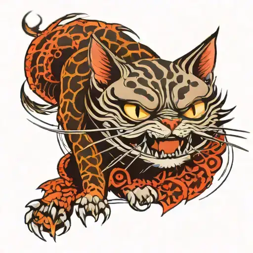 Evil Cat With Big Eyes And Sharp Teeth