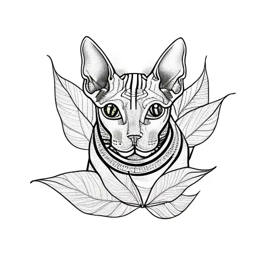 Sphynx Cat With Leaves