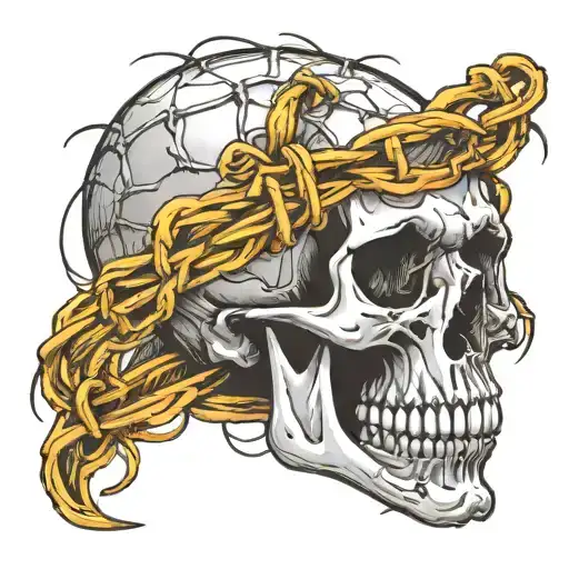 Skull With Barbed Wire Wrapped
