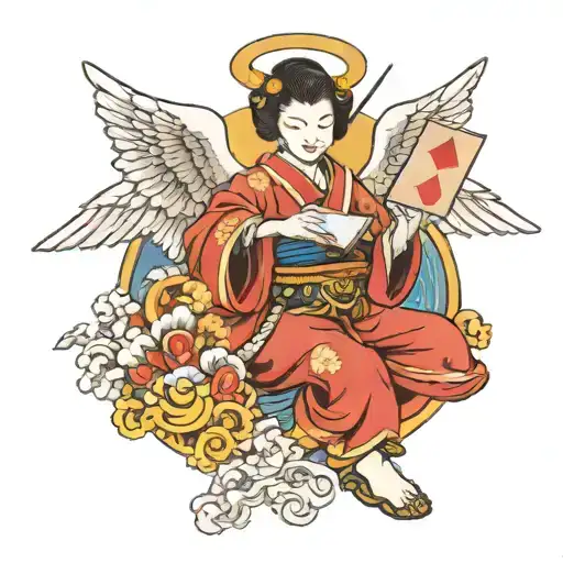 Angel Holding A Card