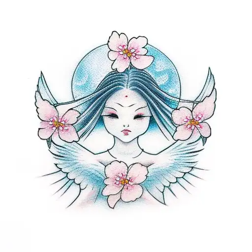 Angel With Cherry Blossom