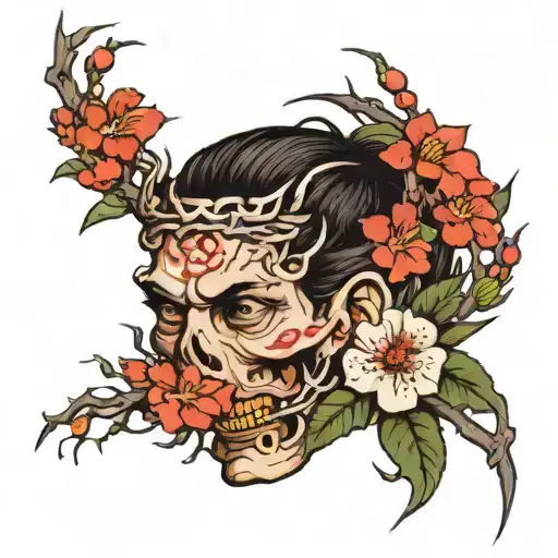 Crown Of Thorns And Flowers Growing