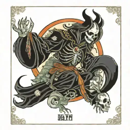 Death Tarot Card Featuring Moon