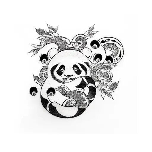 An Anime Character Half Panda Half Anaconda