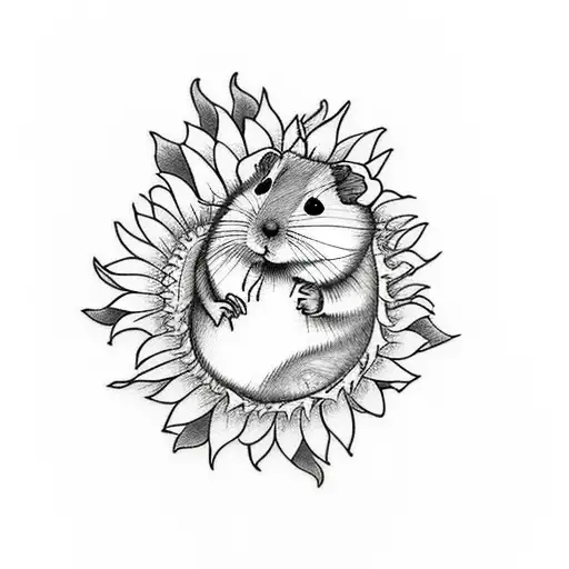 Syrian Hamster With Sunflower