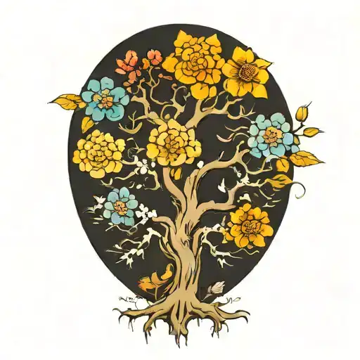 Family Tree With Each Flower Representing