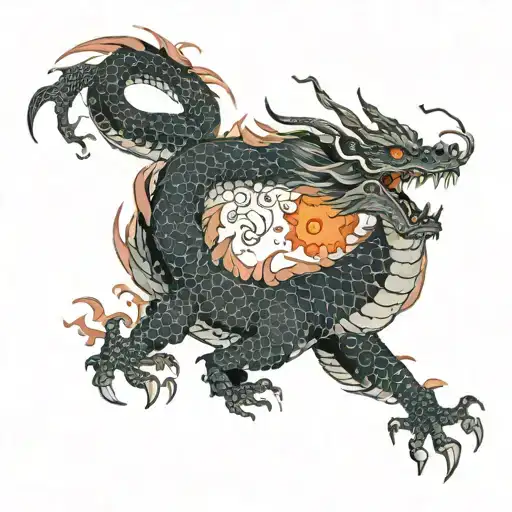 Dragon Breathing Fire On A Mountain